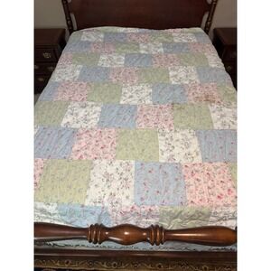 Simply Shabby Chic Pastel Patchwork Floral Reversible Cotton Quilt Full Queen